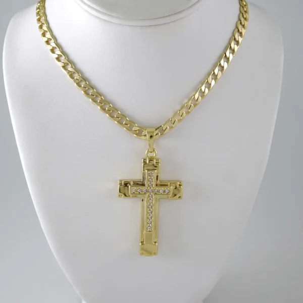 SET1910 Cadenas & Colgantes - Chain - Pendants - Zircon Stone - 14K Real Color 8mmX45cm